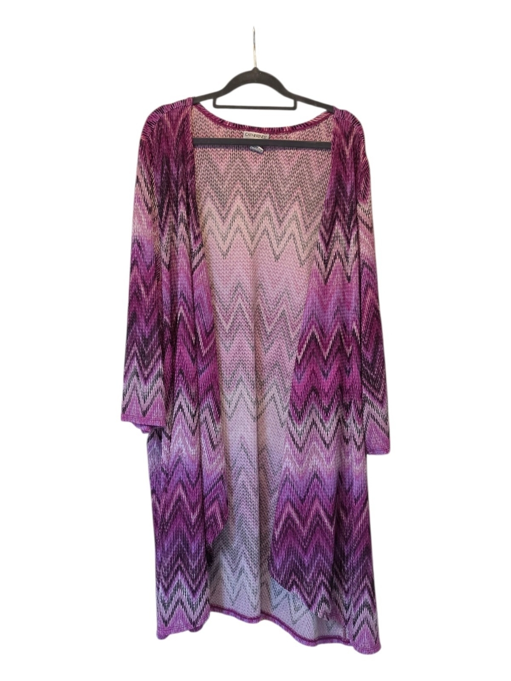 Catherines Purple Chevron Open-Front Knit Cardigan Size 3X
